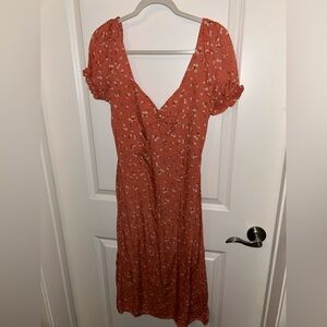 Billabong Floral Midi Dress in Orange